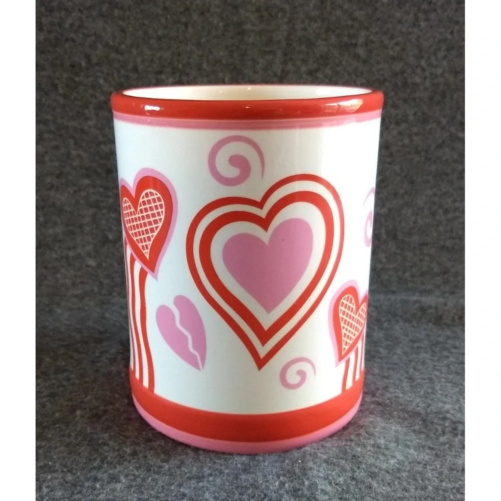 Yankee Candle Ceramic Jar Holder Keeper Valentine's Heart‎ Love White Red Pink